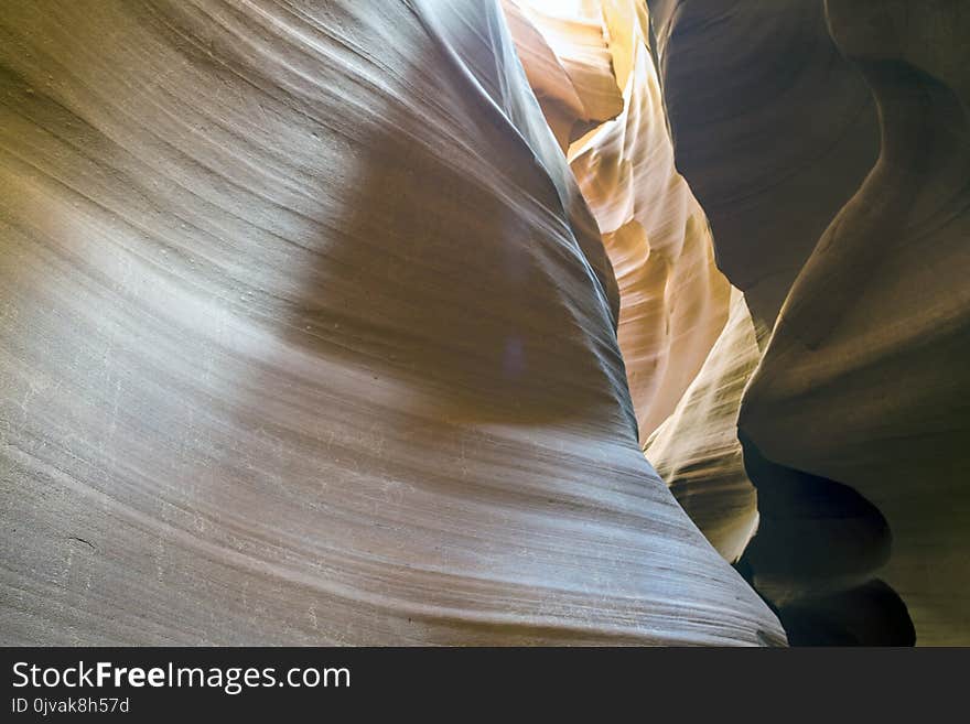 Antelope Canyon is a slot canyon in the American Southwest. It is on Navajo land east of Page, Arizona. Antelope Canyon is a slot canyon in the American Southwest. It is on Navajo land east of Page, Arizona.