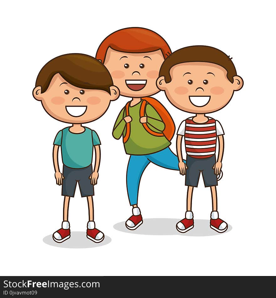 Cute little kids characters vector illustration design