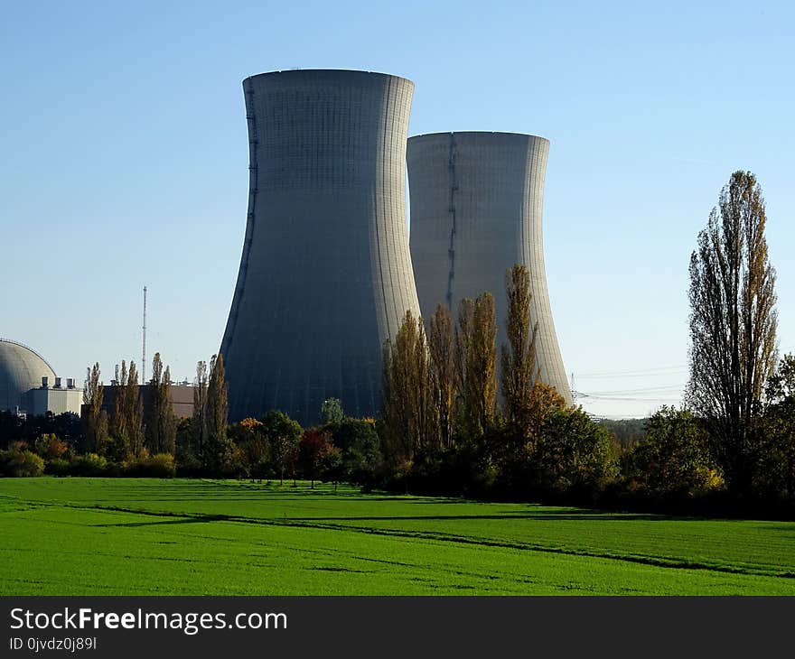 Cooling Tower, Power Station, Grass, Nuclear Power Plant