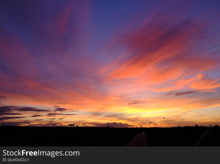 Sky, Afterglow, Red Sky At Morning, Horizon