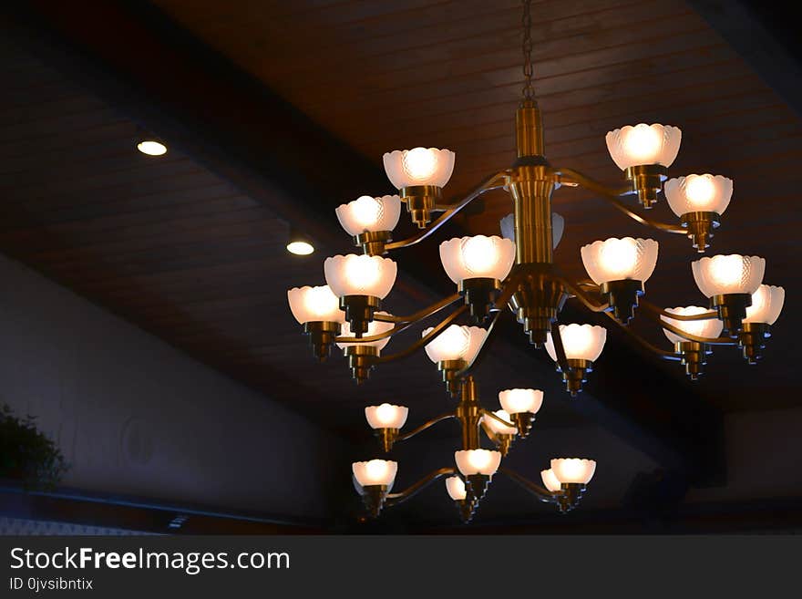 Turn on Brown Uplight Chandelier