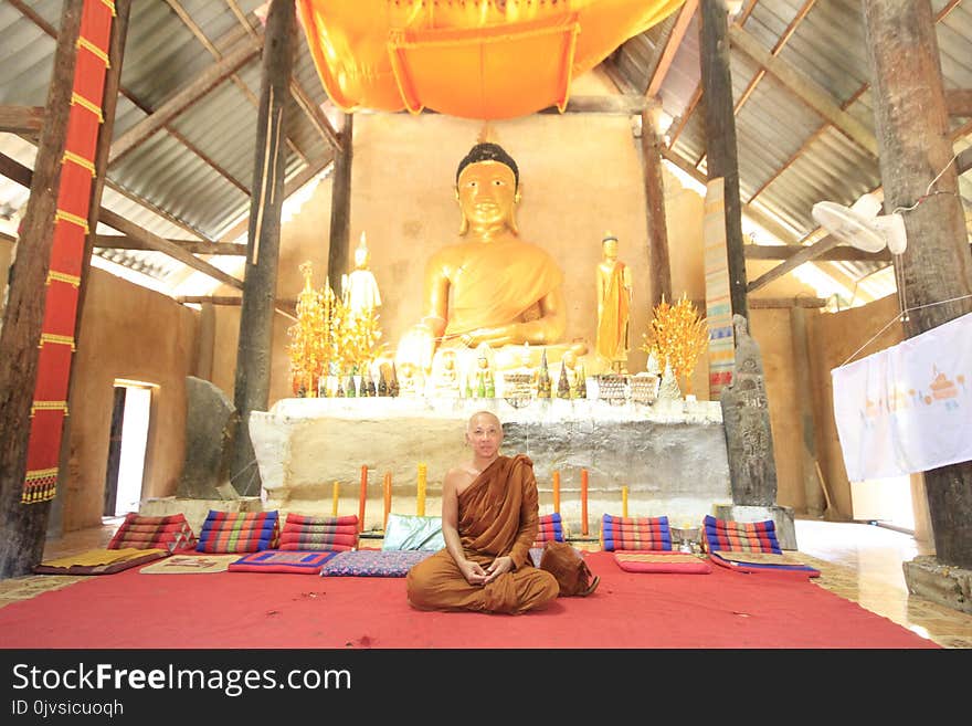 Monk in Temple Painting