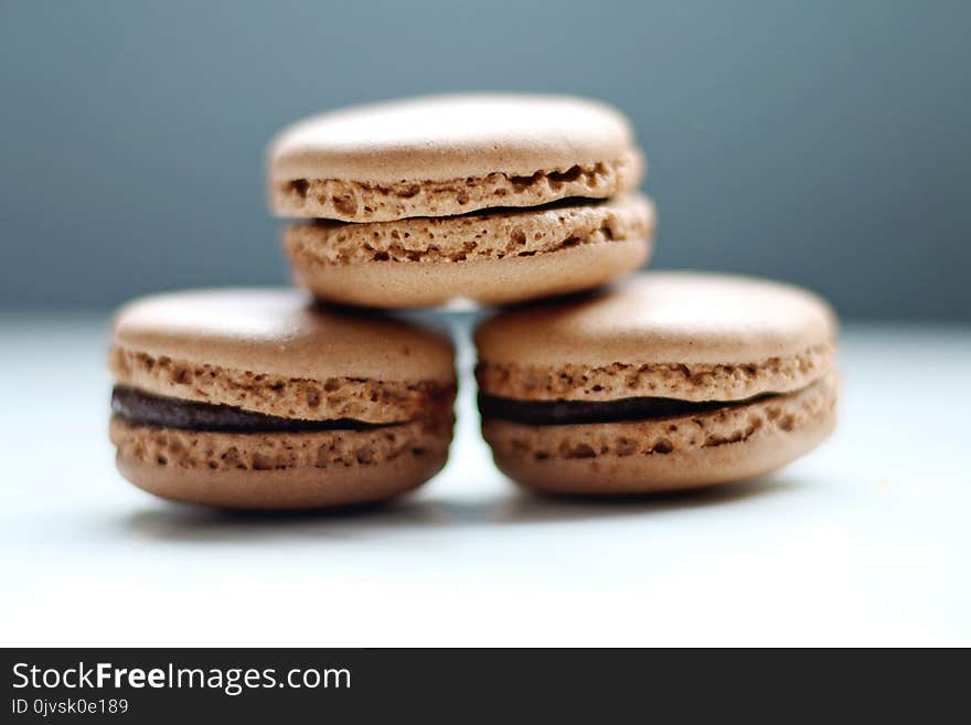 Selective Focus Photo of Three Macaroons