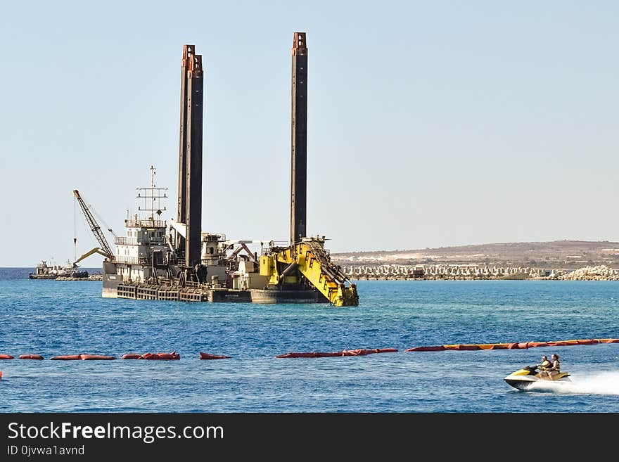 Water Transportation, Sea, Jackup Rig, Crane Vessel Floating