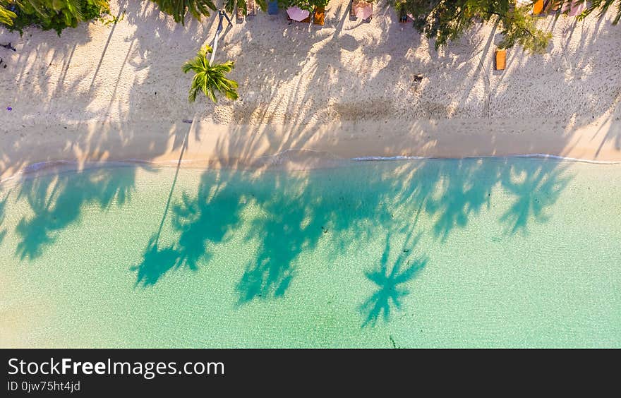 Aerial view with beautiful tropical sea and beach landscape for travel - Holiday Vacation concept. Aerial view with beautiful tropical sea and beach landscape for travel - Holiday Vacation concept