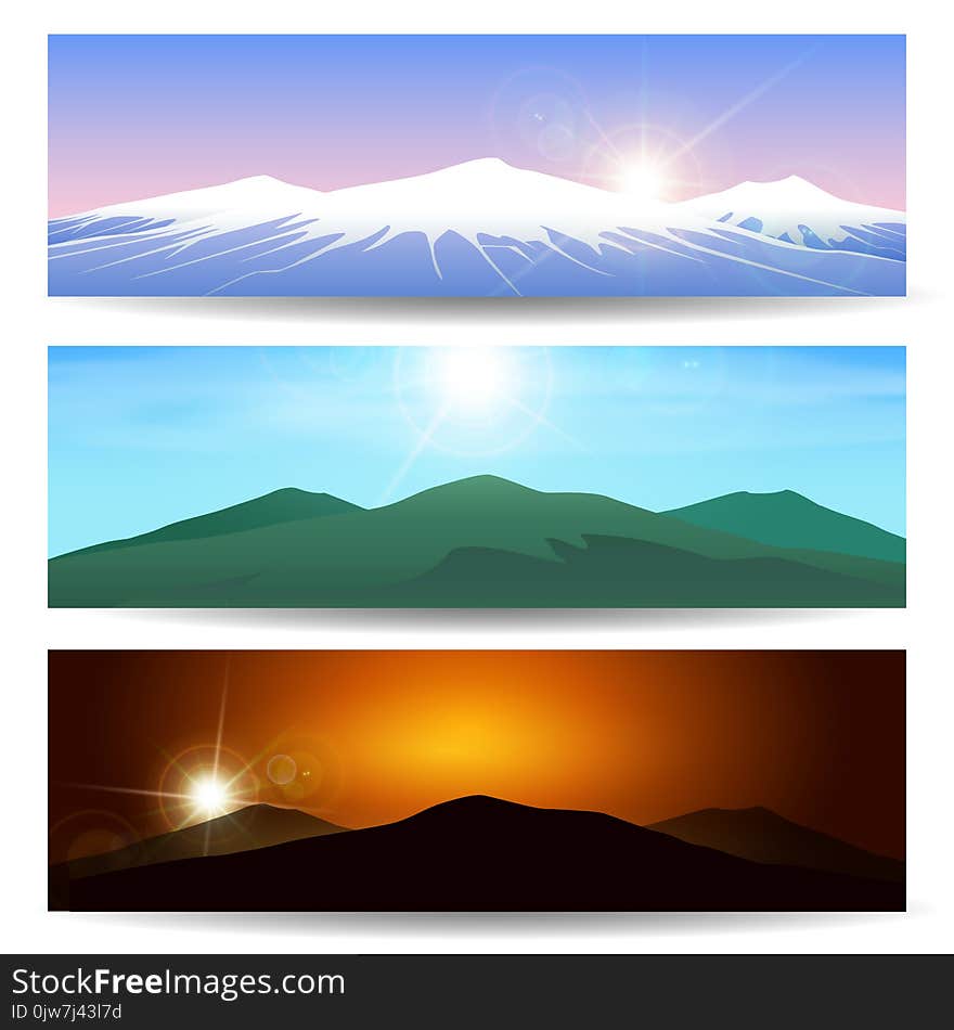 Mountain landscape Banner Set