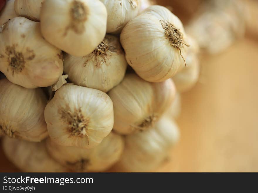 Bundle of dried garlic.