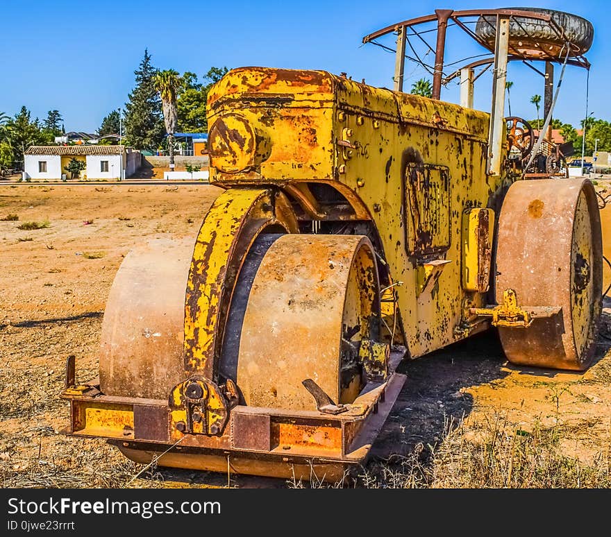 Construction Equipment, Yellow, Bulldozer, Vehicle