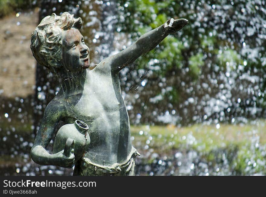 Water, Statue, Sculpture, Tree