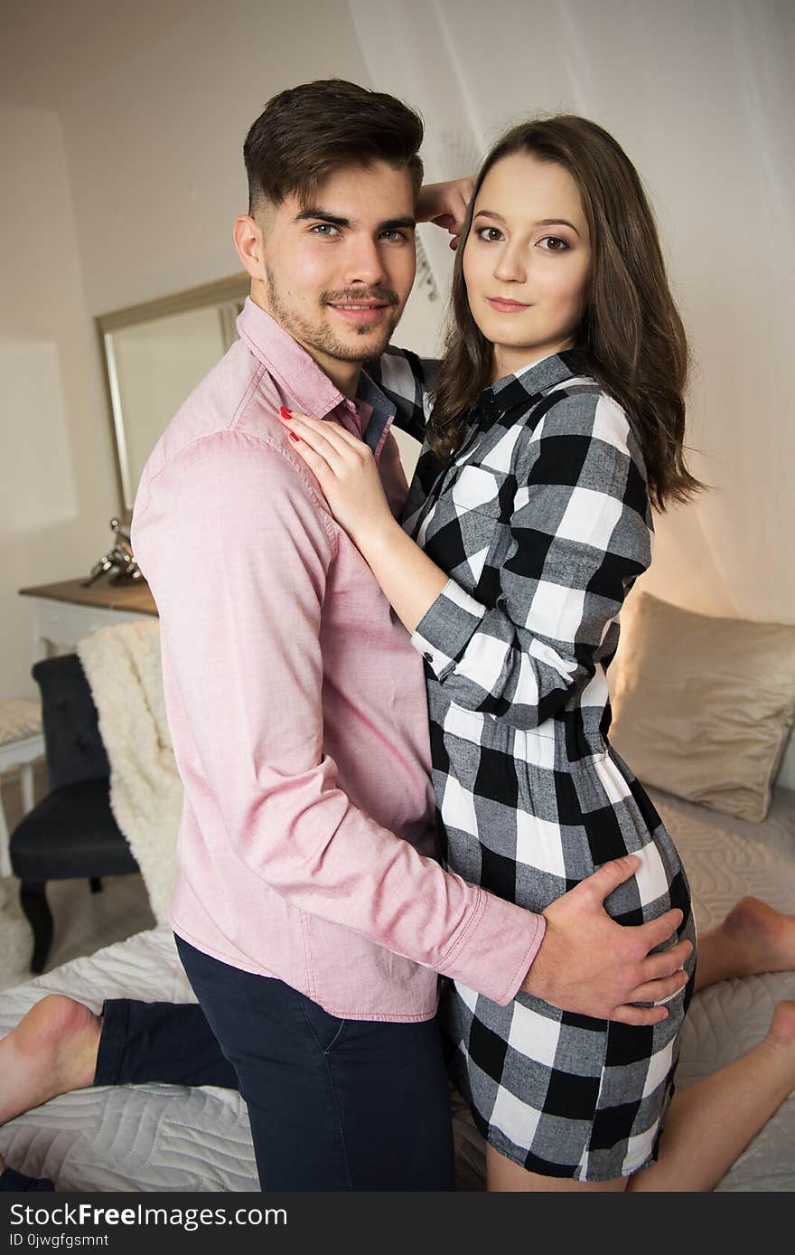 Young couple in love at home