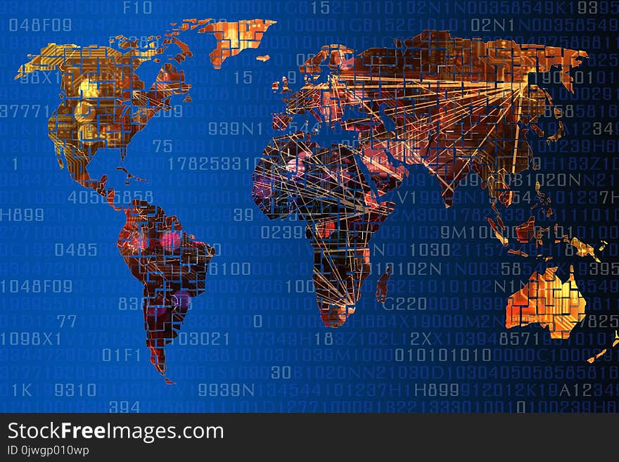 The digital world map of the earth now, with all continents connected.