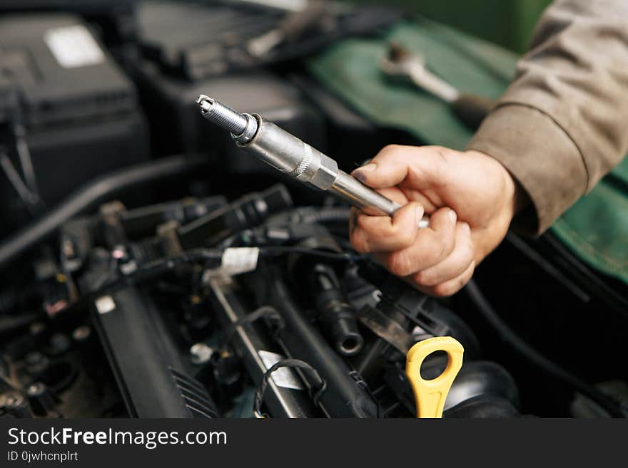 Mechanic Working On A Diesel Filter, Close Up