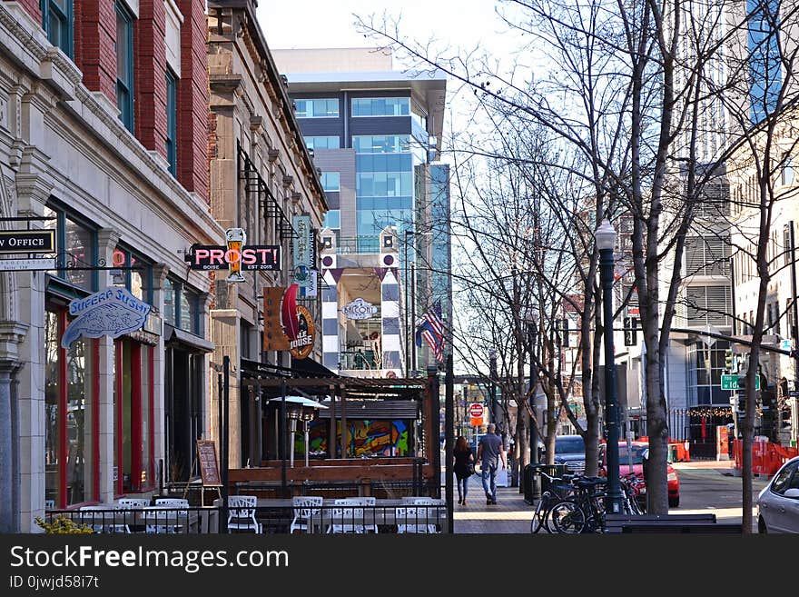 Sidewalk and Buildings With White Background