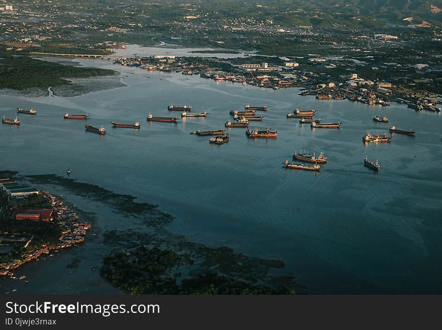 Aerial Photography of Ships on Body of Water