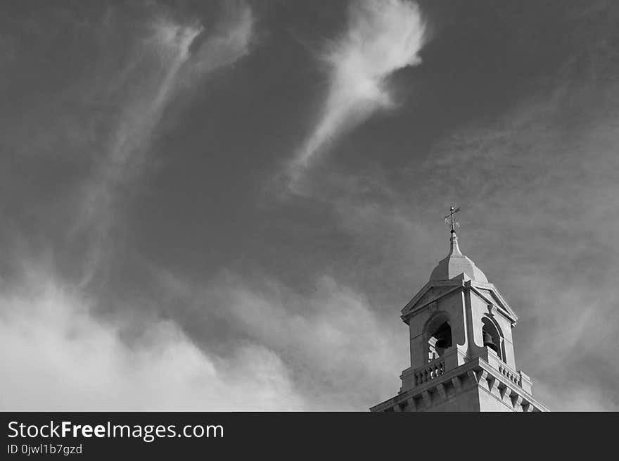 Grayscale Low Angle Photography of Cathedral