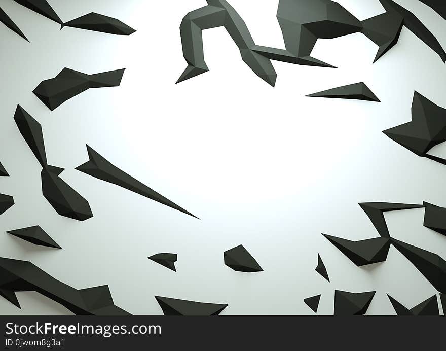 Abstract 3d rendered geometric low poly background. Monochrome