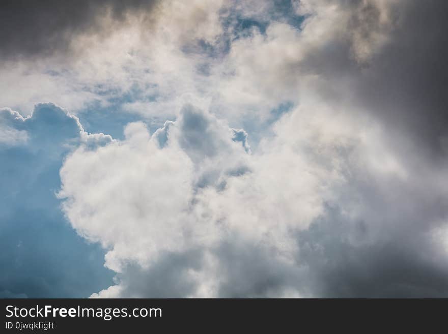 Heavy grey clouds in the sky before the rain.