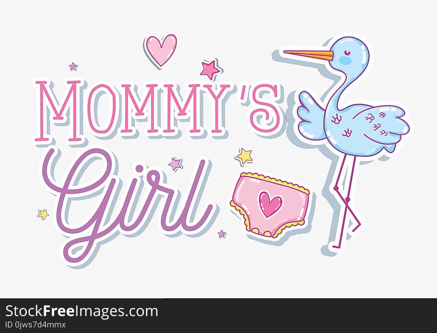 Mommys girls message with cartoons vector illustration graphic design