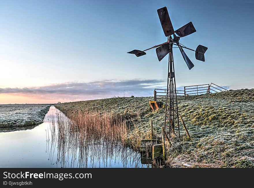 Windmill by the side of a ditch