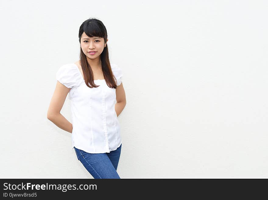 Relaxed beautiful young woman isolated on white background. Relaxed beautiful young woman isolated on white background