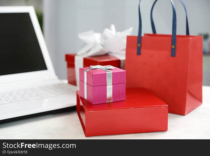 Luxury gift boxes with a laptop