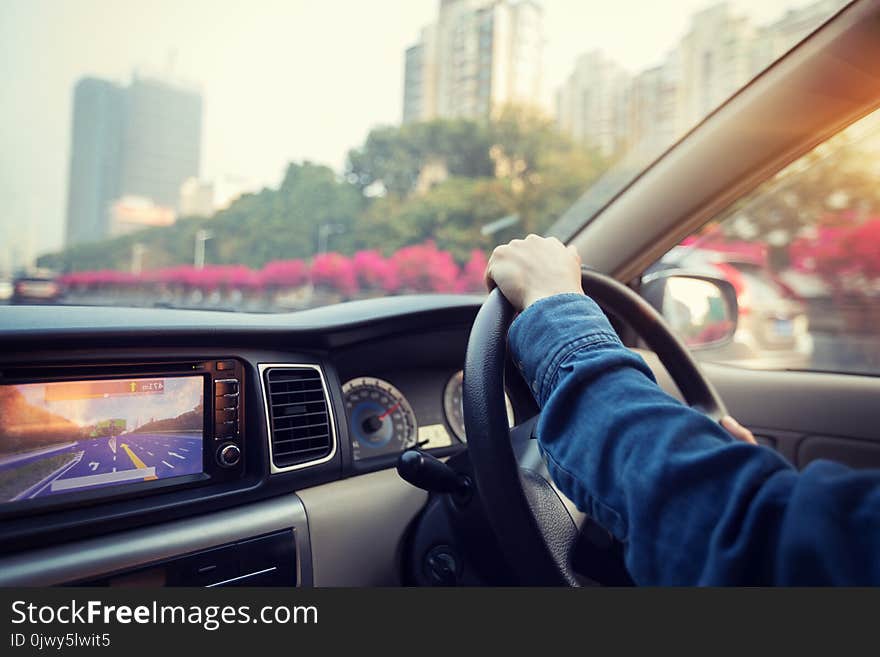 Hands On Wheel Driving Car