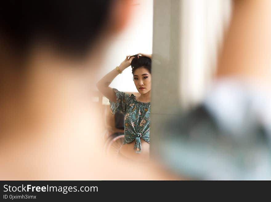 Woman Wearing Grey Crop Top Blouse Posing for Photo