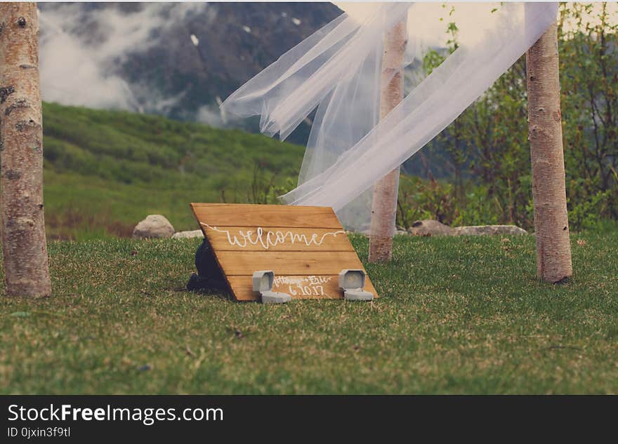 Welcome Printed Board on Grass