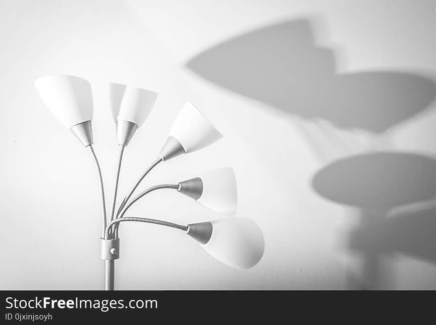 White 5-light Floor Lamp Near White Painted Wall