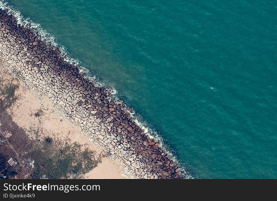 High Angle Shot Of Blue Water Sea