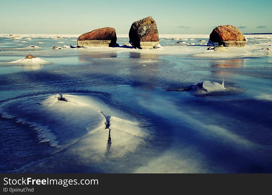 Three Monoliths in Iced Water