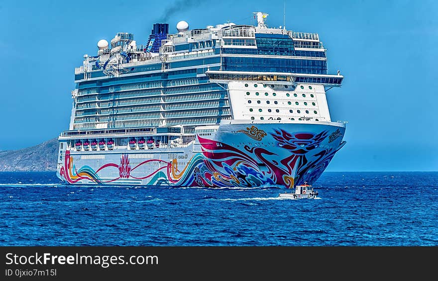 White Cruise Ship on the Sea