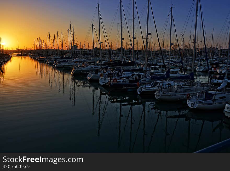 Marina, Reflection, Water, Dock