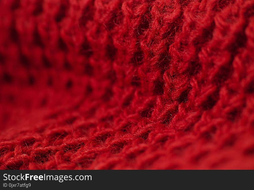 Red, Woolen, Close Up, Pattern