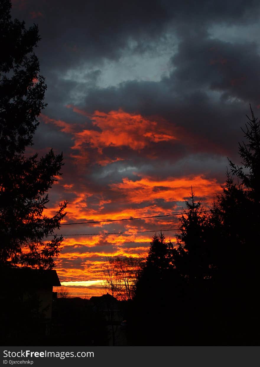 Sky, Red Sky At Morning, Nature, Afterglow