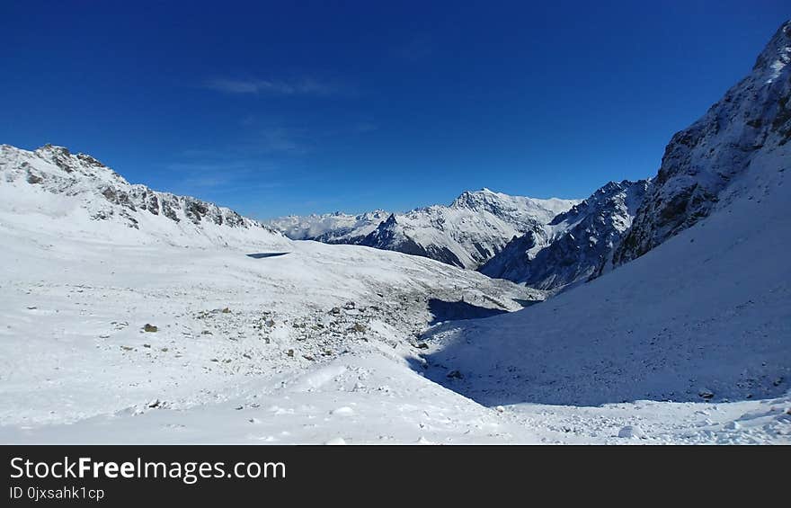 Mountainous Landforms, Mountain Range, Winter, Snow