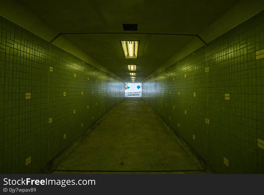 Green Tiled Hallway