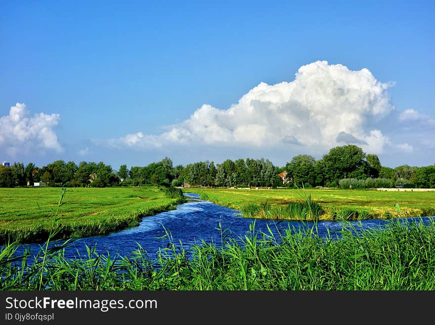 Sky, Grassland, Nature, Reflection