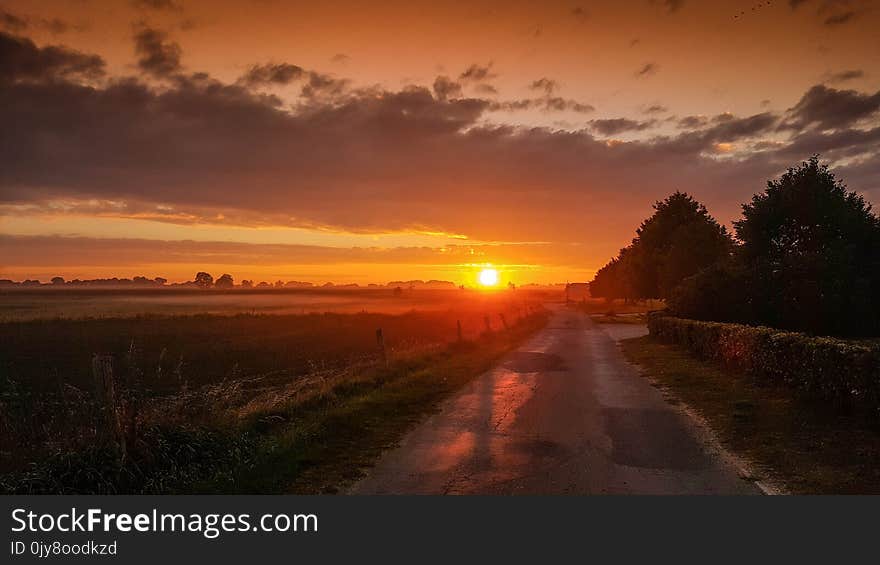 Sky, Afterglow, Horizon, Sunrise