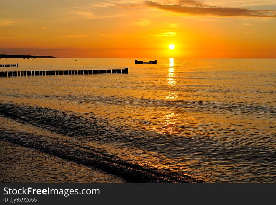 Horizon, Sea, Sunset, Sky