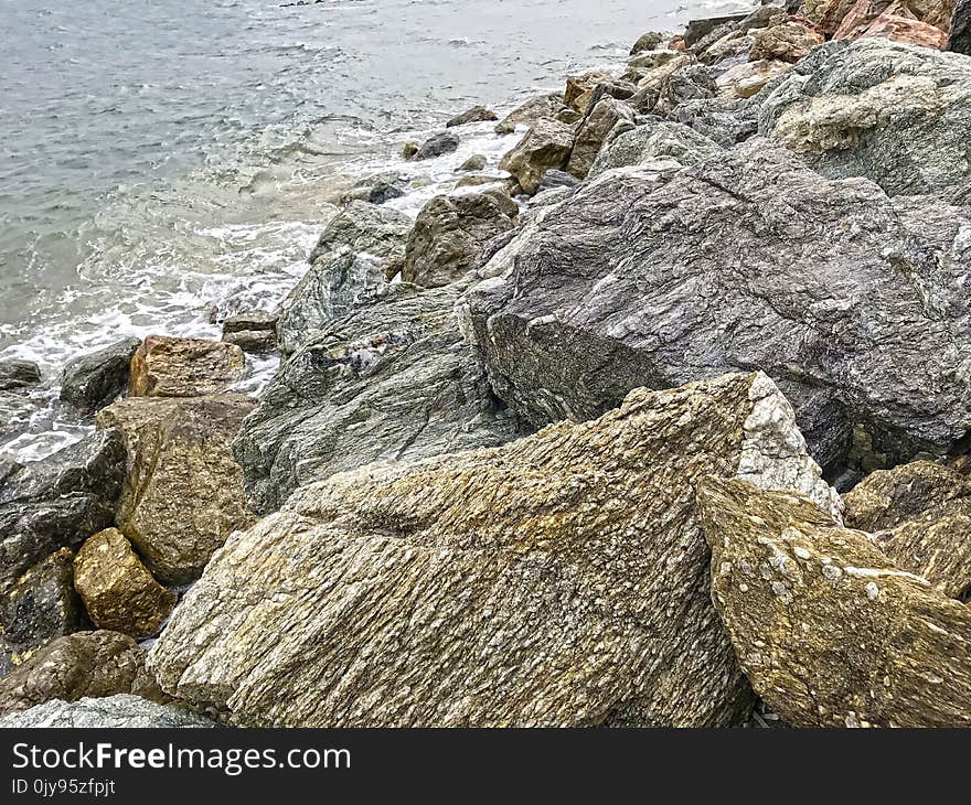 Rock, Bedrock, Coast, Boulder