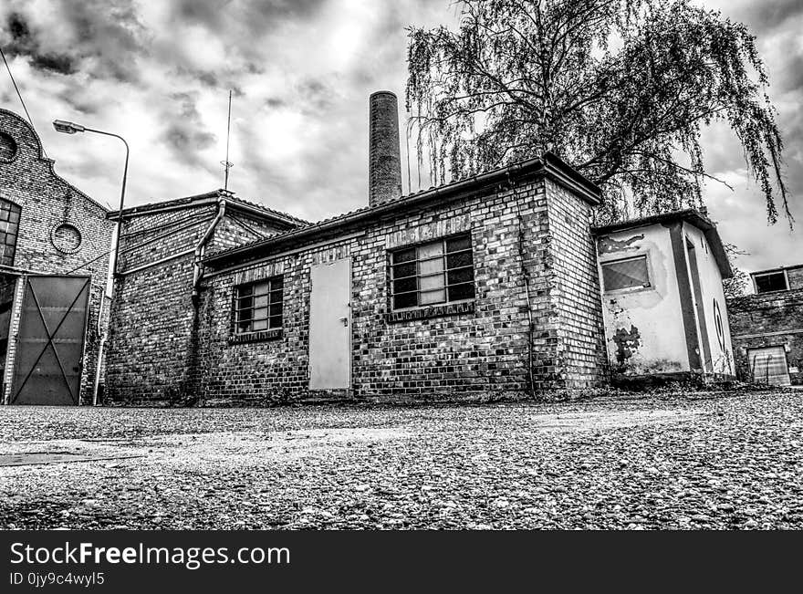 Black And White, House, Home, Town