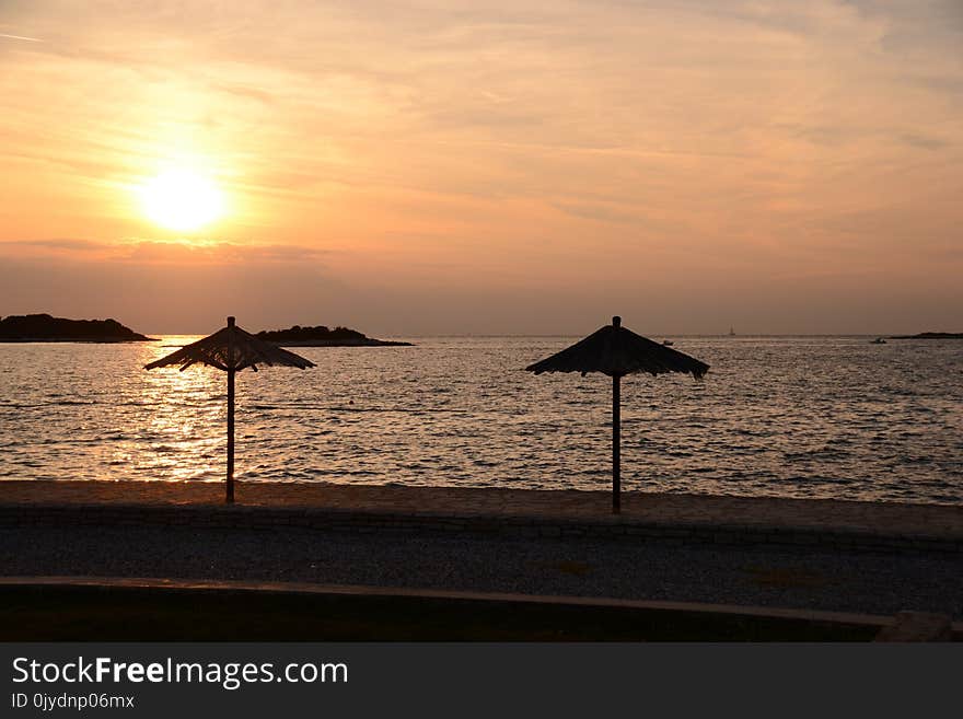 Sea, Sunset, Sunrise, Horizon