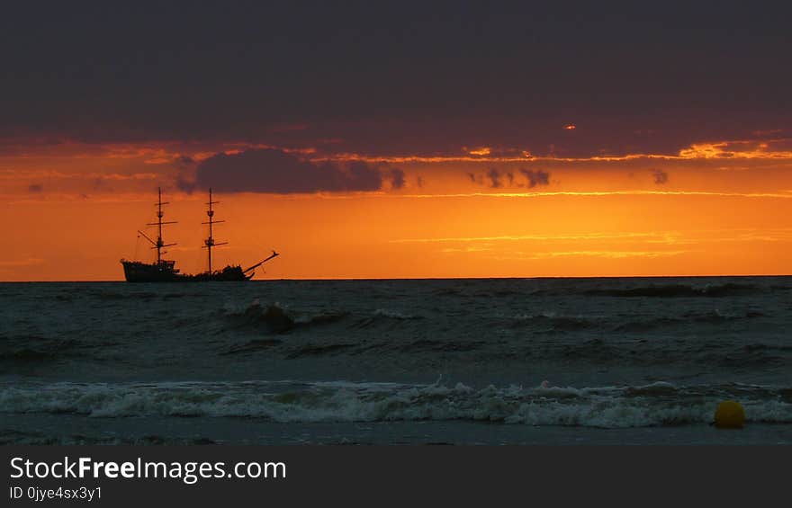 Horizon, Sea, Sunset, Sky