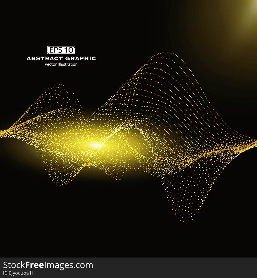 Dot pattern composed of mesh, golden abstract graphics,A golden point, a light line. Dot pattern composed of mesh, golden abstract graphics,A golden point, a light line.