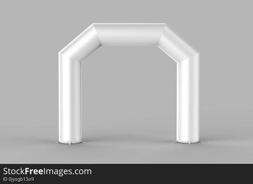 White Blank Inflatable angular Arch Tube or Event Entrance Gate.Start line sports double arch door. 3d render illustration.