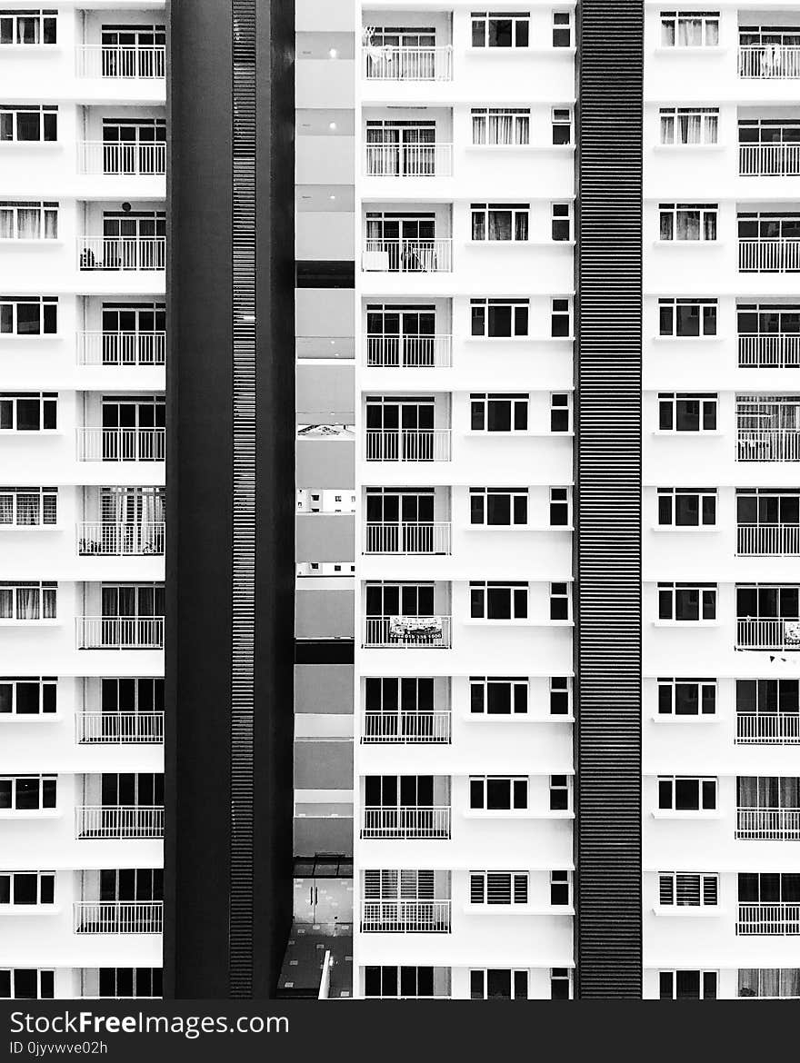 White and Black City Buildings