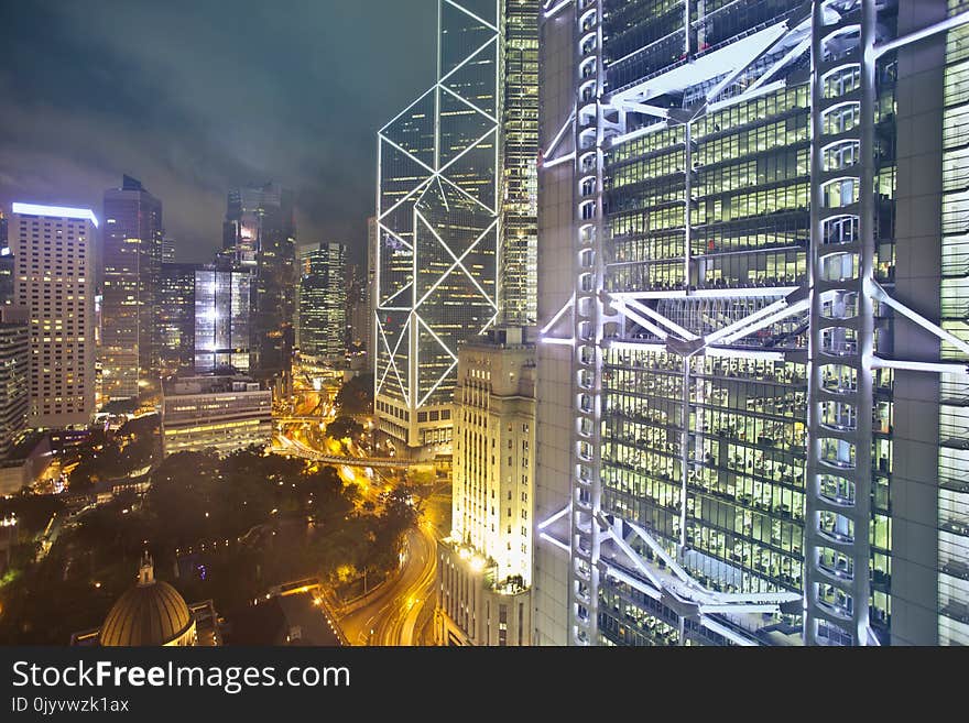 High Rise Buildings during Night Time