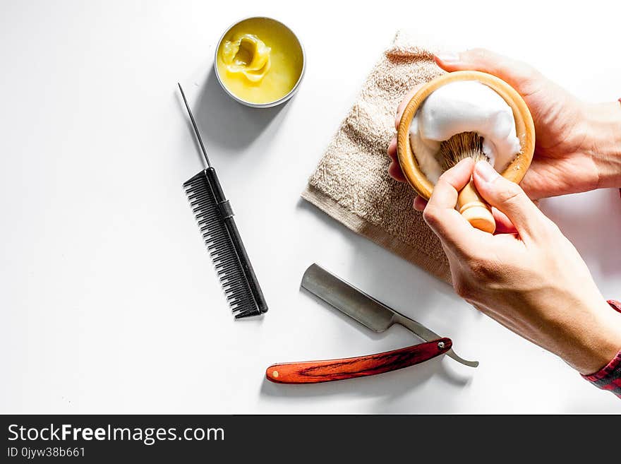 Instruments male hairdresser barbershop top view