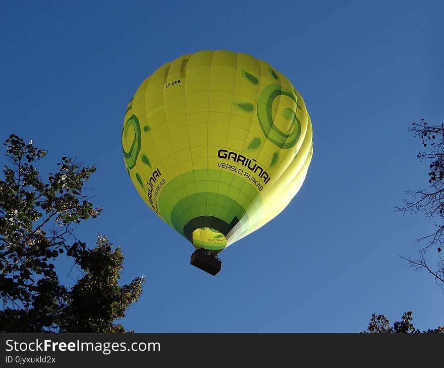 Hot Air Ballooning, Hot Air Balloon, Yellow, Green